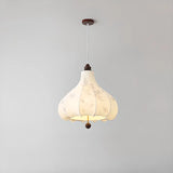 Vintage Lantern Fabric Pendant Bedroom White Chandelier Image - 3