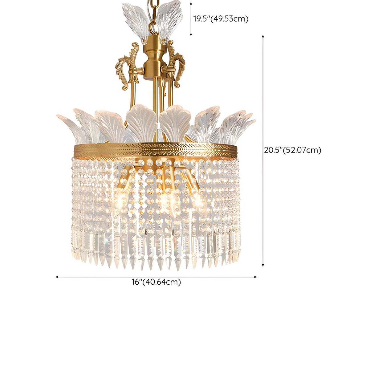 Vintage Leaf Shape Gold Crystal Chandelier 