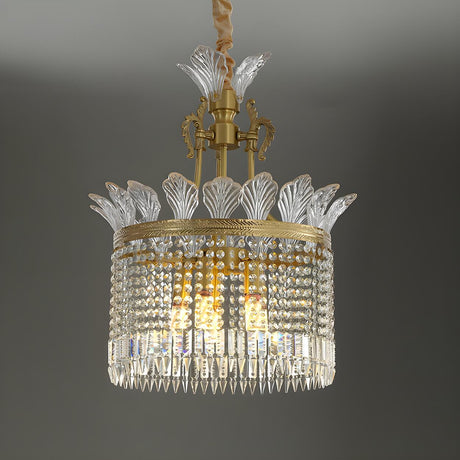 Vintage Leaf Shape Gold Crystal Chandelier Image - 2