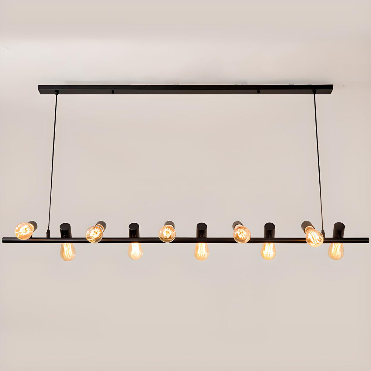 Vintage Linear Island Pendant Light with Exposed Bulbs Image - 11