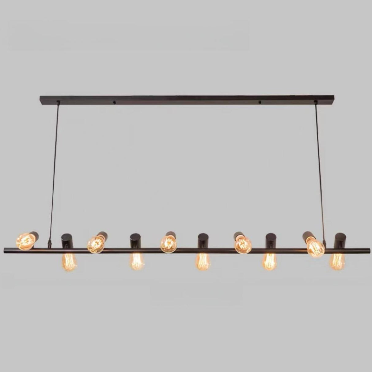 Vintage Linear Island Pendant Light with Exposed Bulbs Image - 7