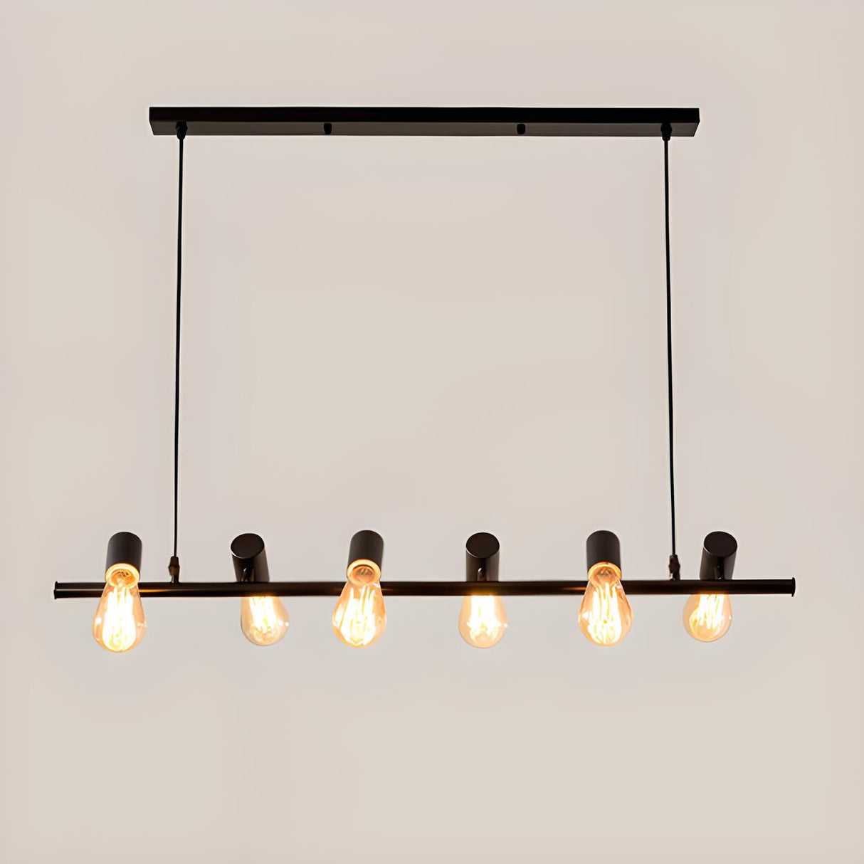 Vintage Linear Island Pendant Light with Exposed Bulbs Image - 9