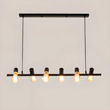 Vintage Linear Island Pendant Light with Exposed Bulbs Image - 9