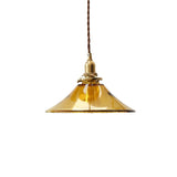 Vintage Living Room Amber Glass Cone Pendant Light Image - 5