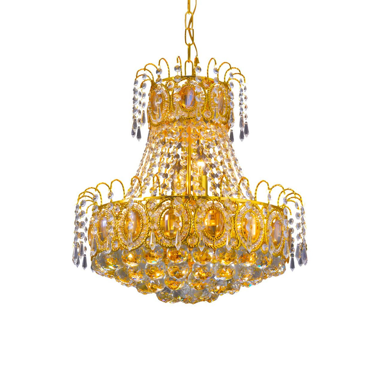 Vintage Luxury 2 Tiers Gold Crystal Pendant Chandelier Image - 2