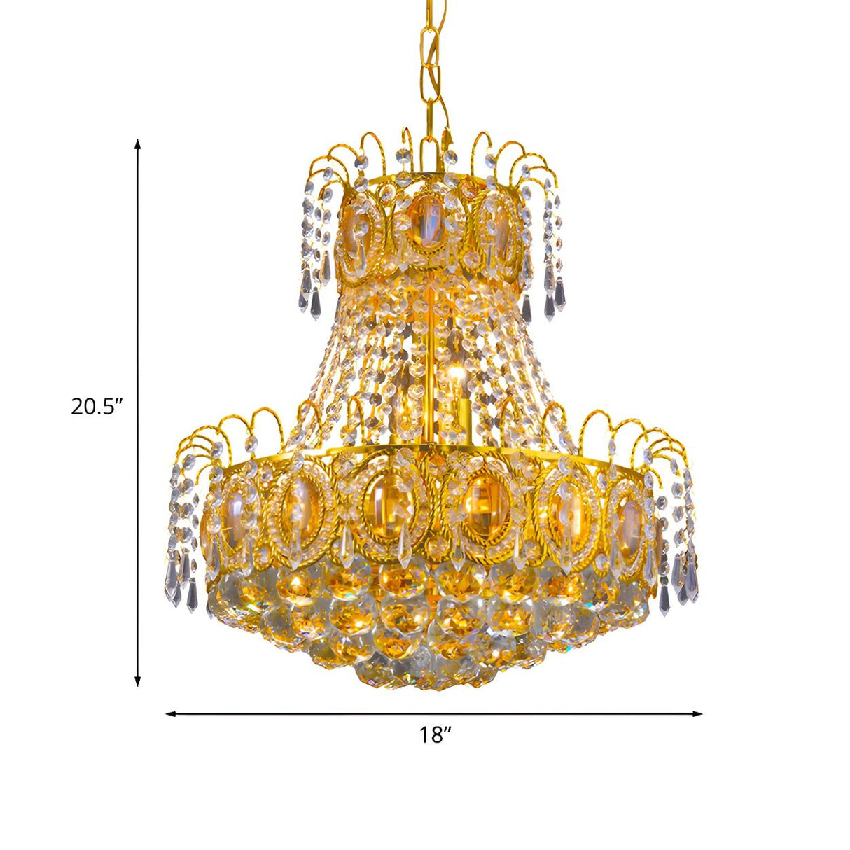 Vintage Luxury 2 Tiers Gold Crystal Pendant Chandelier Image - 4