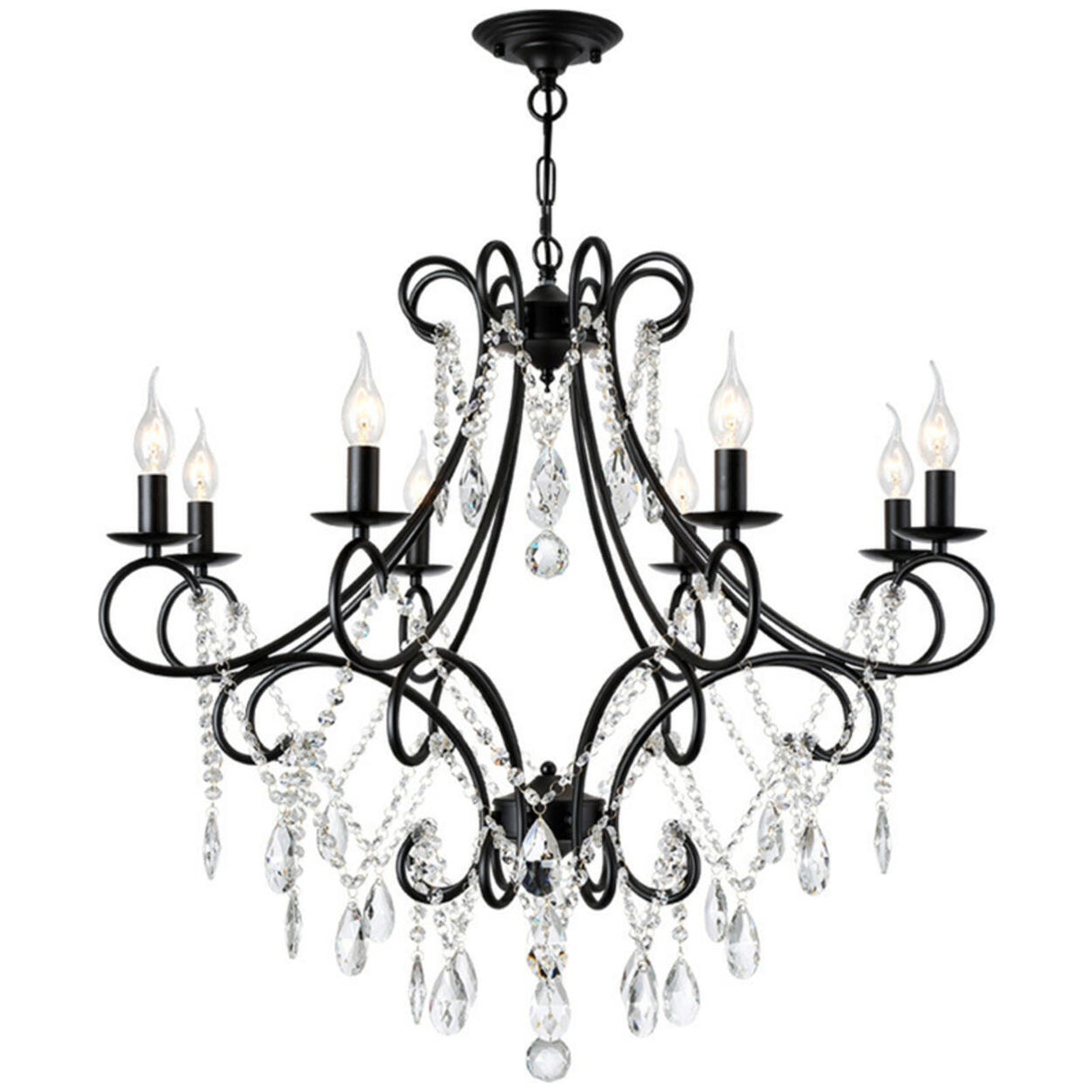 Vintage Luxury Glassy Crystal Branching Candle Chandelier Image - 10