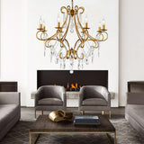 Vintage Luxury Glassy Crystal Branching Candle Chandelier Image - 20