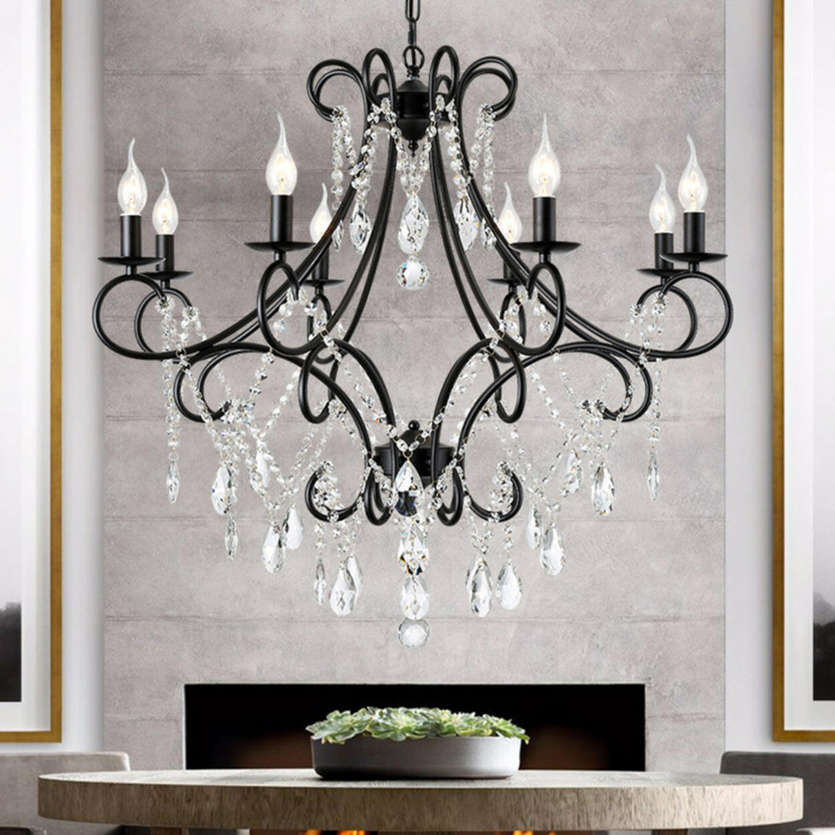 Vintage Luxury Glassy Crystal Branching Candle Chandelier Image - 4