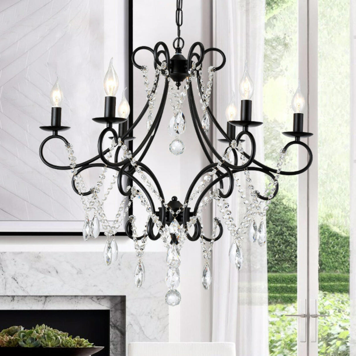 Vintage Luxury Glassy Crystal Branching Candle Chandelier Image - 6