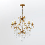 Vintage Luxury Glassy Crystal Branching Candle Chandelier Image - 7