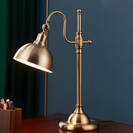 Vintage Luxury Golden Bell Bronze Bedside Table Lamp Image - 1