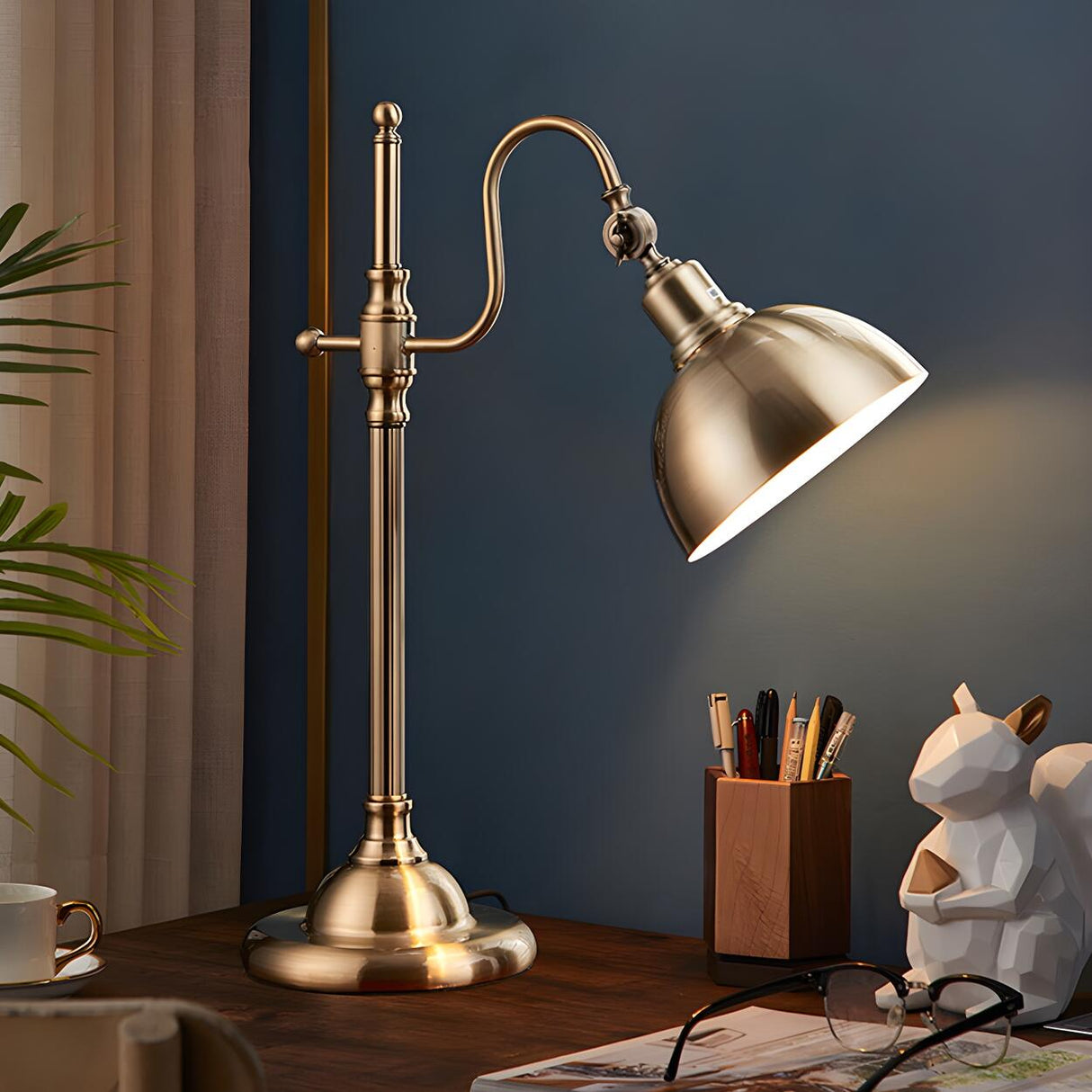 Vintage Luxury Golden Bell Bronze Bedside Table Lamp Image - 4