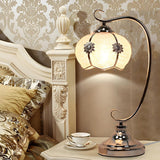 Vintage Metal Flower Curved Arm Bedroom Table Lamp Image - 9