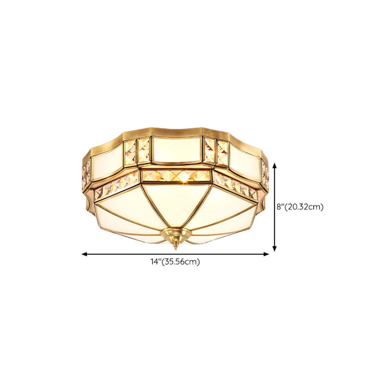 Vintage Metal Glass Gold Flush Mount Ceiling Light Image - 16