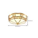 Vintage Metal Glass Gold Flush Mount Ceiling Light Image - 16