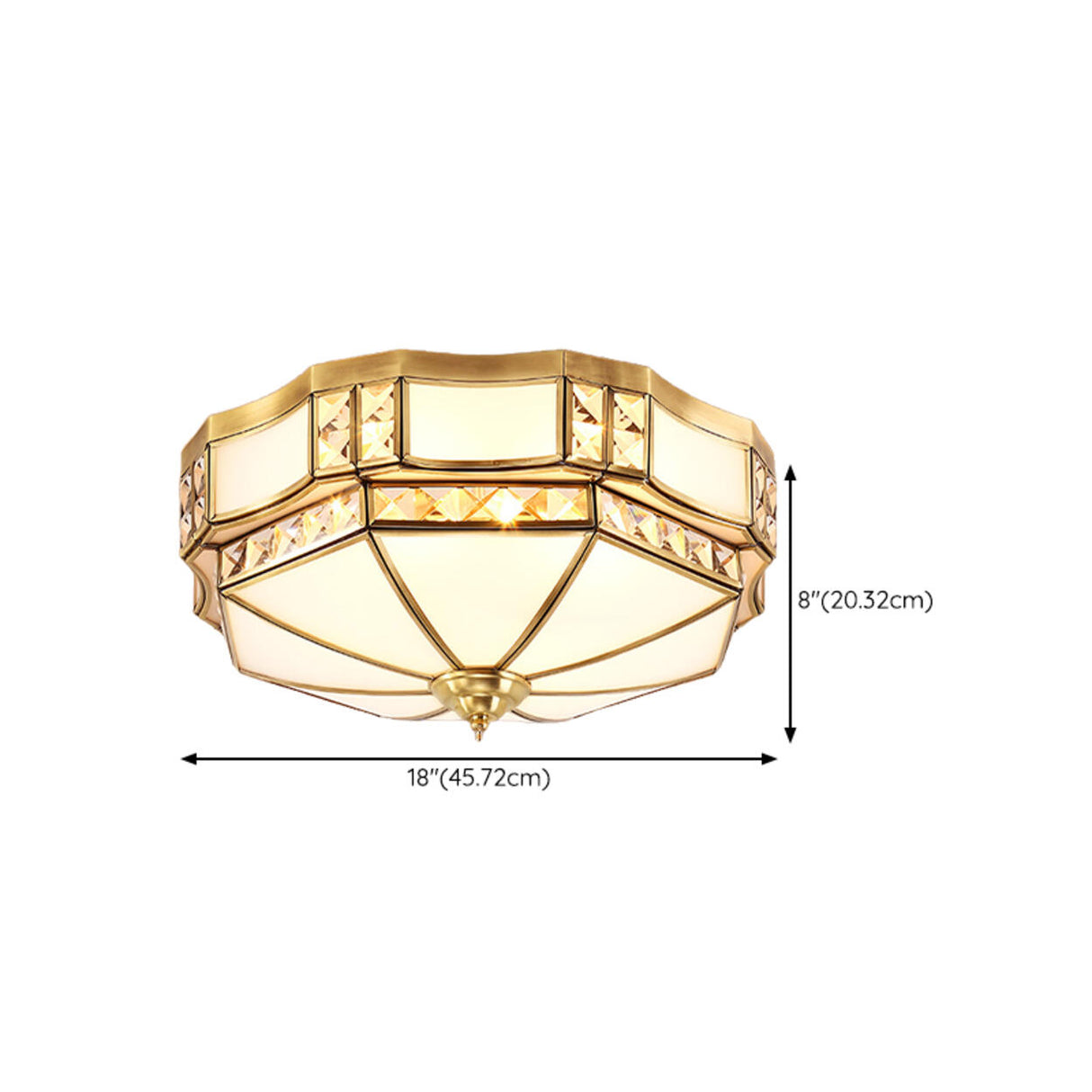 Vintage Metal Glass Gold Flush Mount Ceiling Light Image - 18