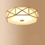 Vintage Metal Glass Gold Flush Mount Ceiling Light Image - 3