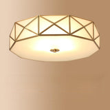 Vintage Metal Glass Gold Flush Mount Ceiling Light Image - 5