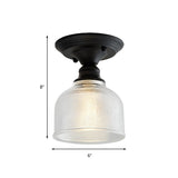 Vintage Mini Barn Textured Glass Semi-Flush Mount Light Image - 10