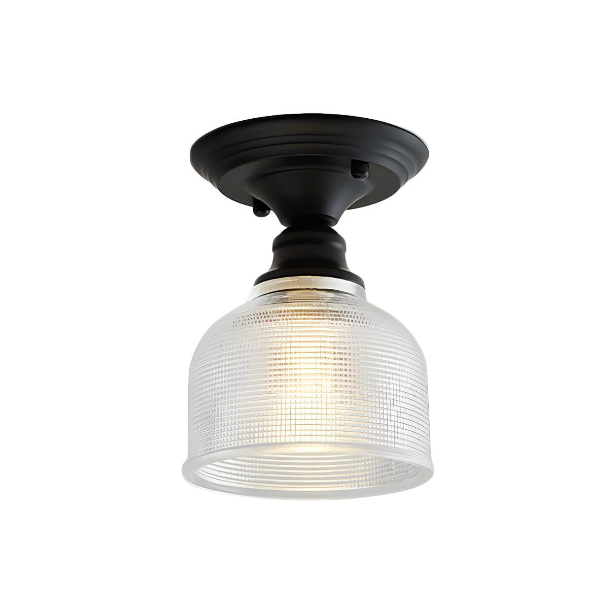 Vintage Mini Barn Textured Glass Semi-Flush Mount Light Image - 9