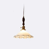 Vintage Pendant Flower Dome White Glass Pendant Light Image - 2