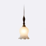 Vintage Pendant Flower Dome White Glass Pendant Light Image - 5