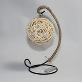 Vintage Rattan Ball Curved Arm Battery Night Light Image - 3