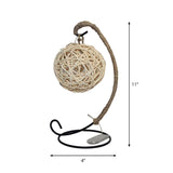 Vintage Rattan Ball Curved Arm Battery Night Light Image - 5