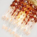 Vintage Red Cylinder Crystal Dining Room Pendant Light Image - 8