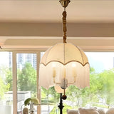 Vintage Rounded Dome Fabric Pendant Chandelier Image - 1