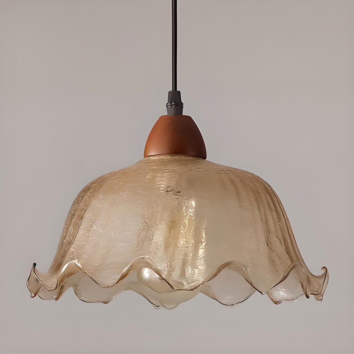 Vintage Ruffled Glass Dining Room Flower Pendant Light Image - 9