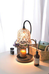 Vintage Simple Glass Dome Flower Bedside Table Lamp Image - 15