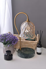 Vintage Simple Glass Dome Flower Bedside Table Lamp Image - 17