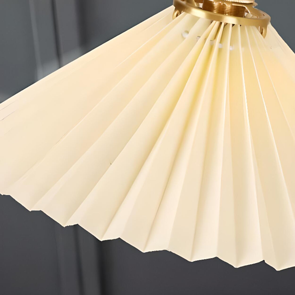 Vintage Simple White Pleat Cloth Cone Pendant Light Image - 6