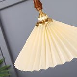 Vintage Simple White Pleat Cloth Cone Pendant Light Image - 7