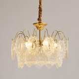 Vintage Tiered Gold Clear Glass Pendant Chandelier Image - 4