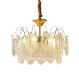 Vintage Tiered Gold Clear Glass Pendant Chandelier Image - 5