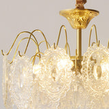 Vintage Tiered Gold Clear Glass Pendant Chandelier Image - 9