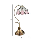 Vintage Tiffany Conical Stained Glass Bronze Desk Lamp #size