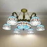 Vintage Tiffany Stained Glass Round Dome Chandelier Image - 3