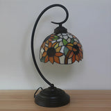 Vintage Tiffany Style Stained Glass Flower Desk Lamp Image - 2