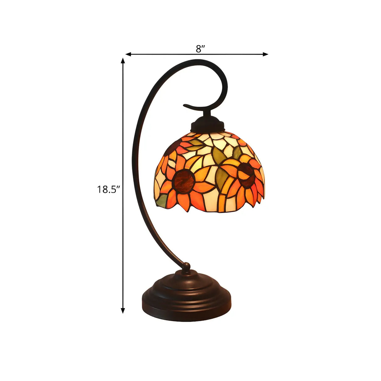 Vintage Tiffany Style Stained Glass Flower Desk Lamp 