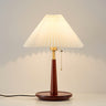 Vintage Walnut Rosewood Pleated Shade Metal Table Lamp Image - 2