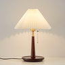 Vintage Walnut Rosewood Pleated Shade Metal Table Lamp Image - 5