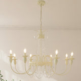 Vintage White Clear Crystal Bead Candle Chandelier Image - 10