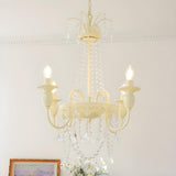 Vintage White Clear Crystal Bead Candle Chandelier Image - 11