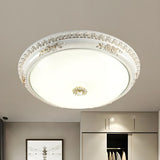 Vintage White Glass Bowl LED Flush Mount Ceiling Light Image - 1