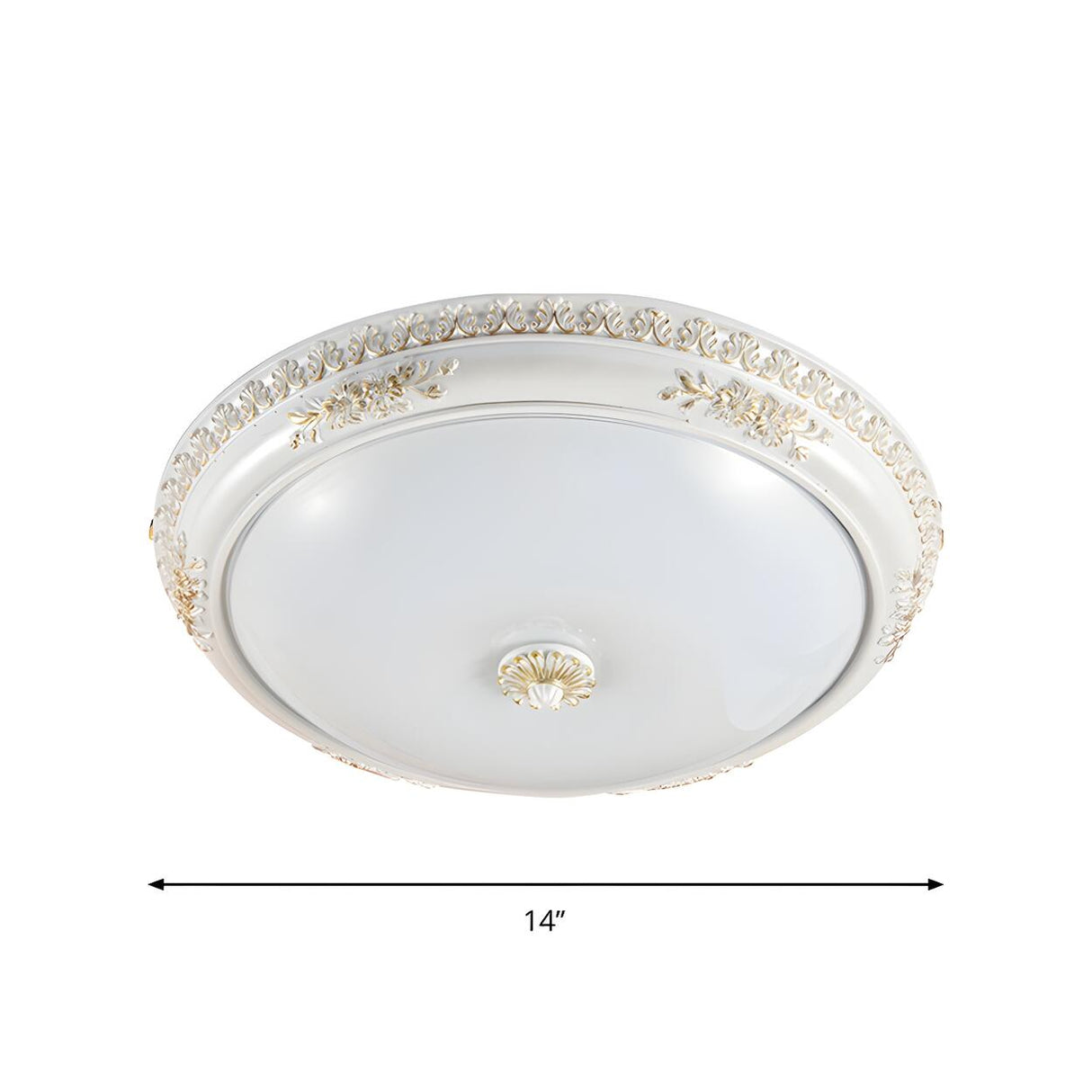 Vintage White Glass Bowl LED Flush Mount Ceiling Light 