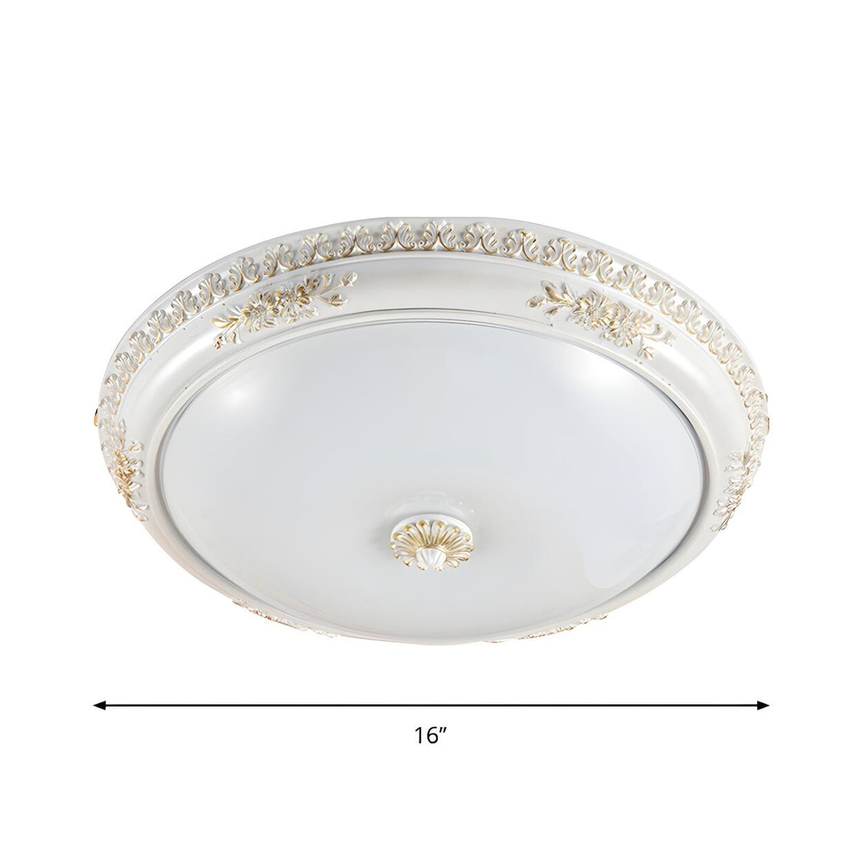 Vintage White Glass Bowl LED Flush Mount Ceiling Light Image - 5